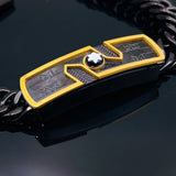 Two Tone Black 18K Gold Stainless Steel Anti Tarnish Curb Chain Id Bracelet For Men