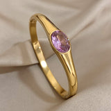 Oval Crystal Red 18K Gold Stainless Steel Anti Tarnish Openable Kada Bracelet For Women