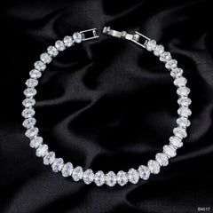Oval Solitaire Silver White Cubic Zirconia Tennis Bracelet For Women