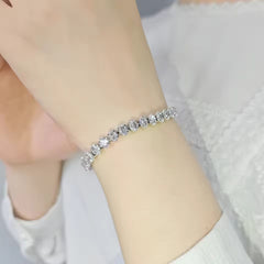 Oval Solitaire Silver White Cubic Zirconia Tennis Bracelet For Women