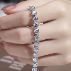 Oval Solitaire Silver White Cubic Zirconia Tennis Bracelet For Women