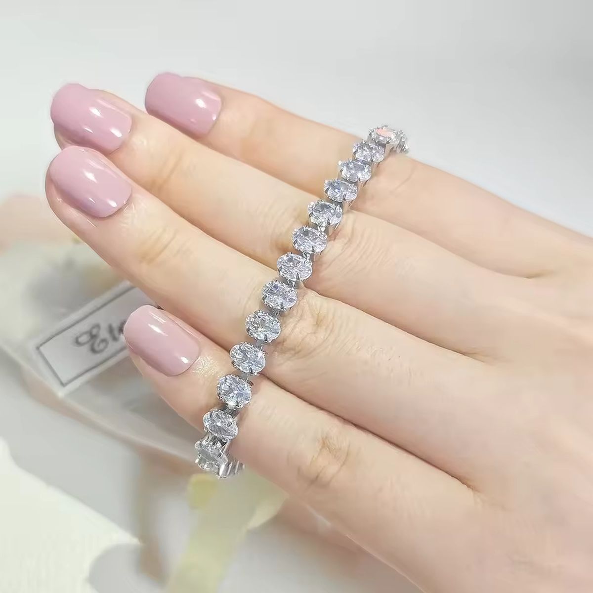 Oval Solitaire Silver White Cubic Zirconia Tennis Bracelet For Women
