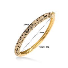 Tiger Stripe Enamel 18K Gold Black Anti Tarnish Openable Kada Bracelet For Women