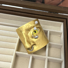 Face Yellow 18K Gold Cuff Kada Bracelet For Women