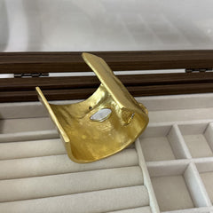 Face Yellow 18K Gold Cuff Kada Bracelet For Women