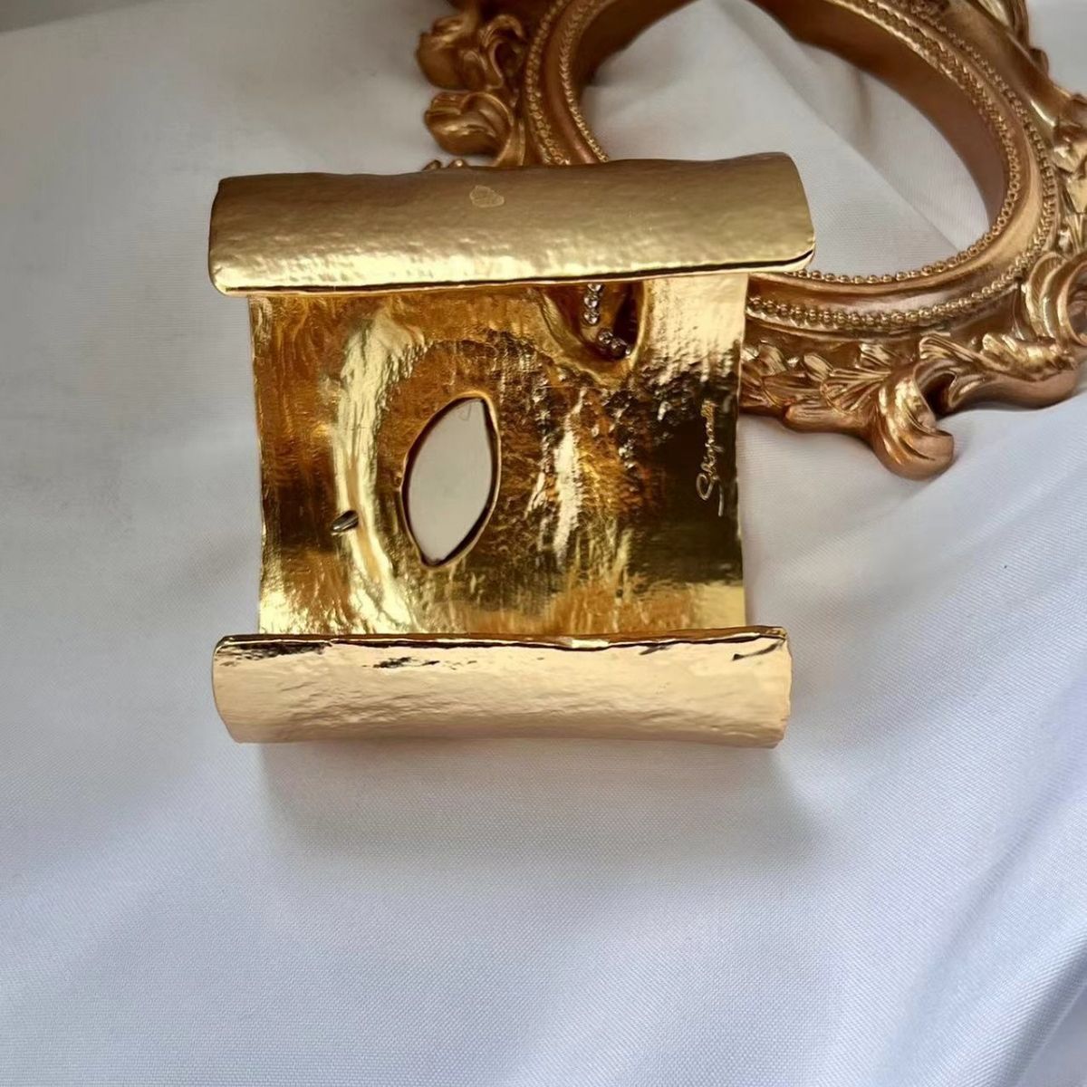 Face Yellow 18K Gold Cuff Kada Bracelet For Women
