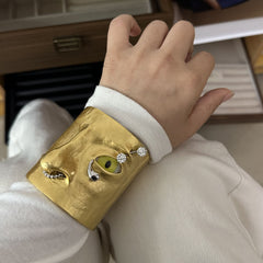 Face Yellow 18K Gold Cuff Kada Bracelet For Women