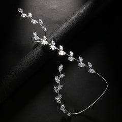 Marquise Floral Cubic Zirconia Knuckle Bracelet Ring For Women