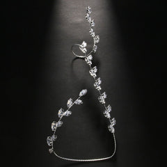 Marquise Floral Cubic Zirconia Knuckle Bracelet Ring For Women