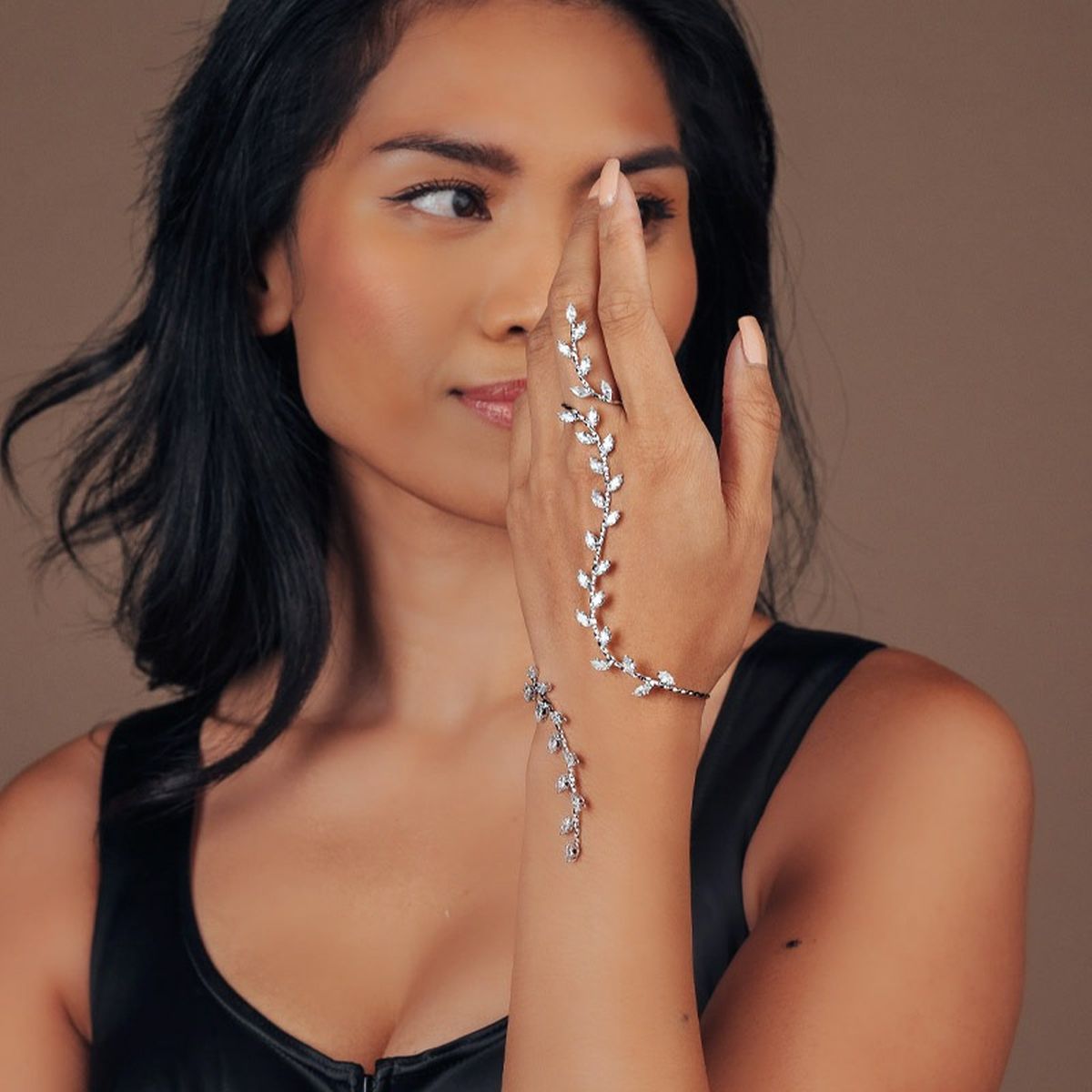 Marquise Floral Cubic Zirconia Knuckle Bracelet Ring For Women