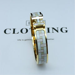 H Lock 18K Gold White Anti Tarnish Kada Bracelet For Women