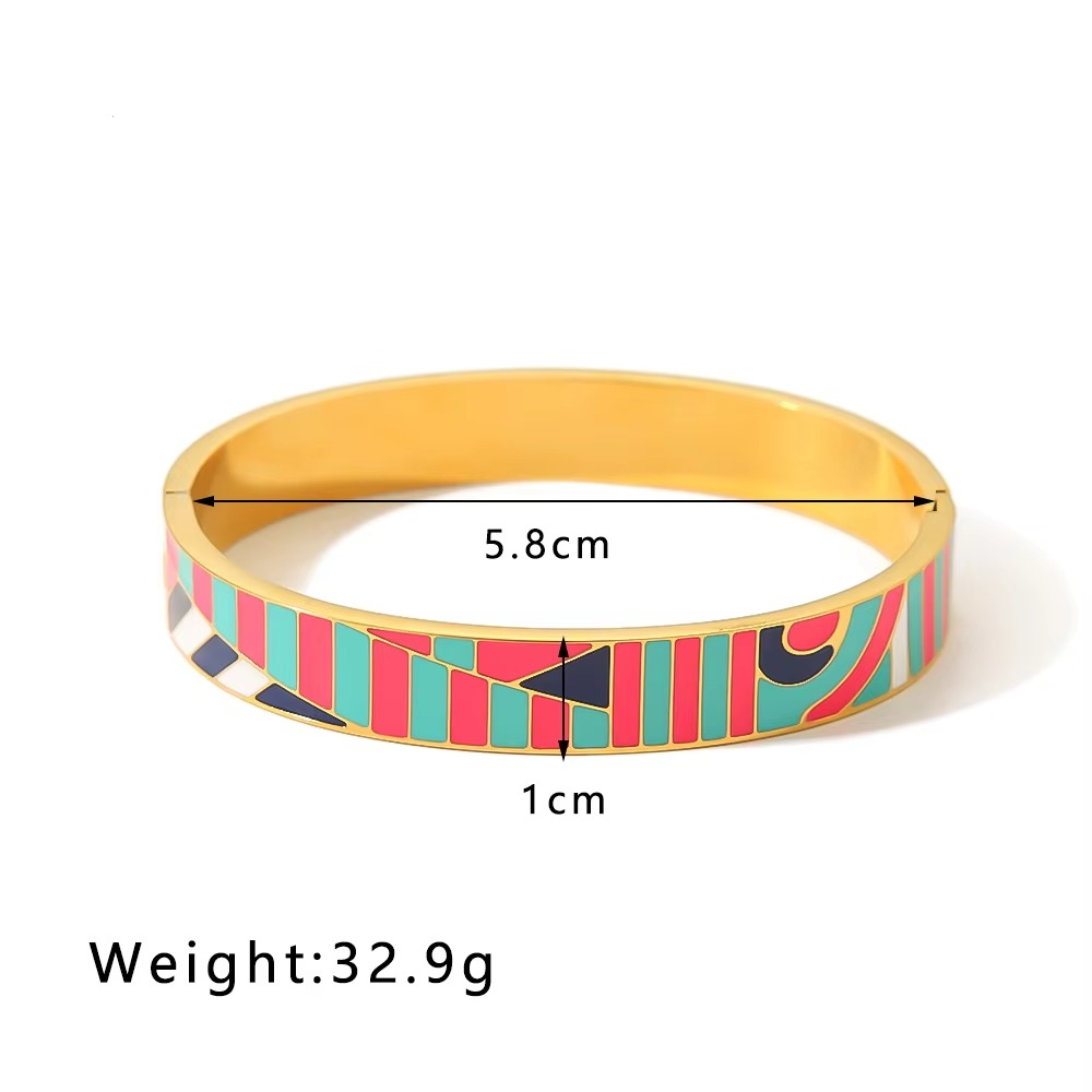 Rainbow Multicolour Enamel 18K Gold Plated Openable Kada Bracelet
