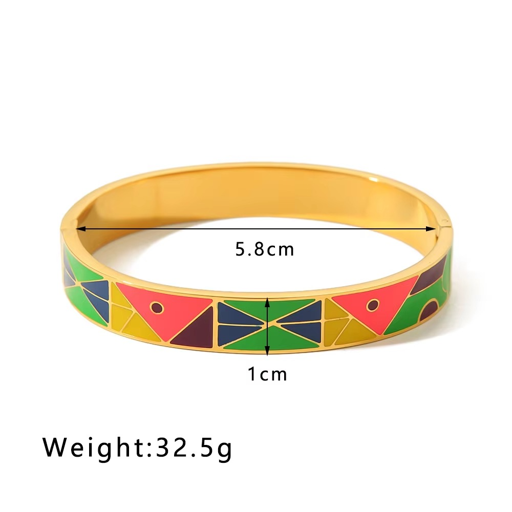 Rainbow Multicolour Enamel 18K Gold Plated Openable Kada Bracelet