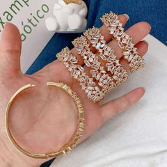 Baguette Cubic Zirconia 18K Gold Anti Tarnish Cuff Bracelet For Women