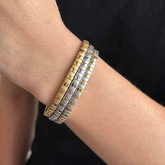 Slim 18K Gold Silver Stainless Steel Anti Tarnish Stackable Bracelet For Men