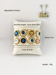 Evil Eye On Surface 18K Fabric Wrist Band Adjustable Bracelet For Women