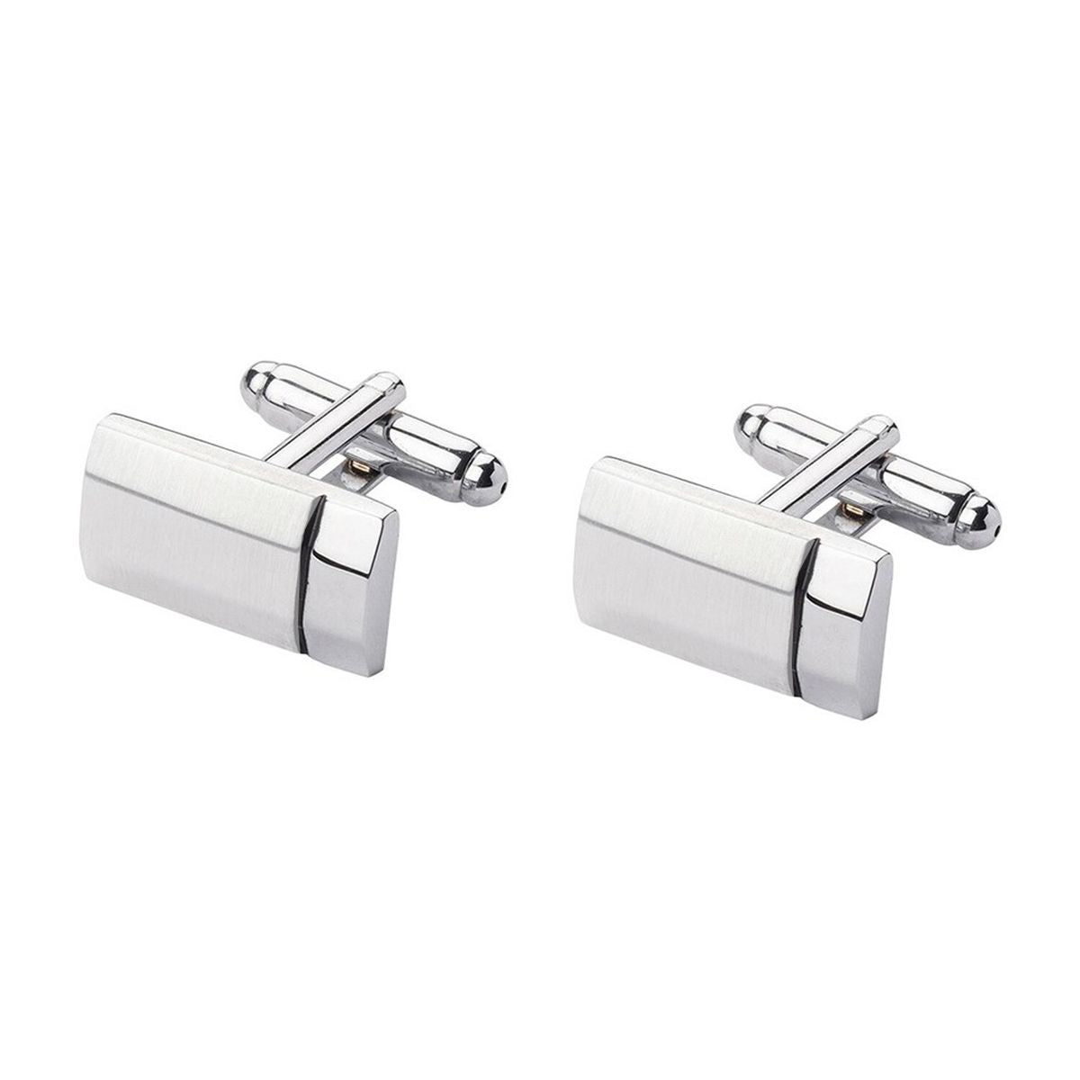 Rectangle Silver Matte Cufflinks In Box