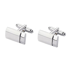Rectangle Silver Matte Cufflinks In Box