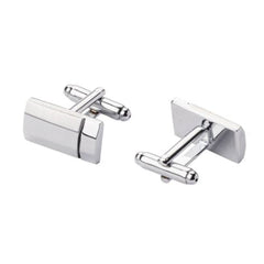 Rectangle Silver Matte Cufflinks In Box