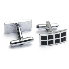 Rectangle Black Checks Cufflinks In Box