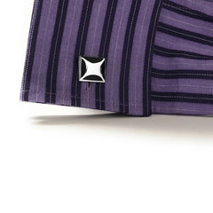 Square Silver Checks Cufflinks In Box Group2