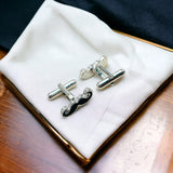 Fancy Silver Mooch Moustache Cufflinks In Box