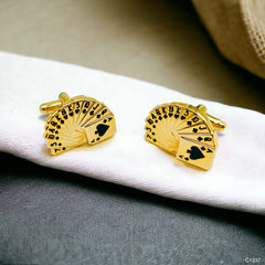 Poker Gambling Playing Cards Gold Cufflinks Box