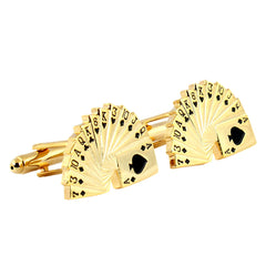 Poker Gambling Playing Cards Gold Cufflinks Box