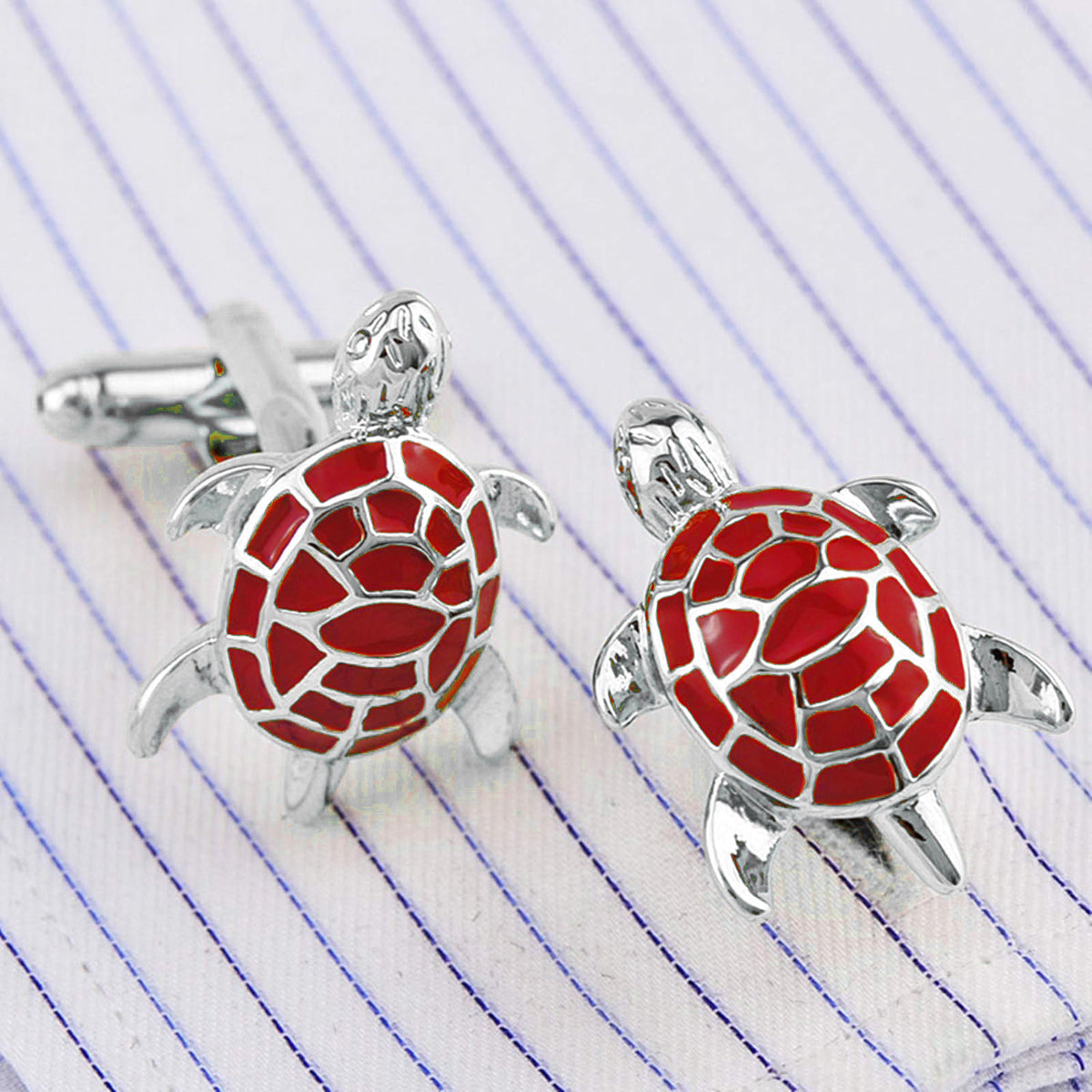Tortoise Red Cufflinks In Box