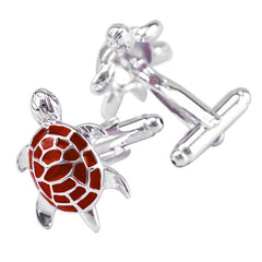 Tortoise Red Cufflinks In Box