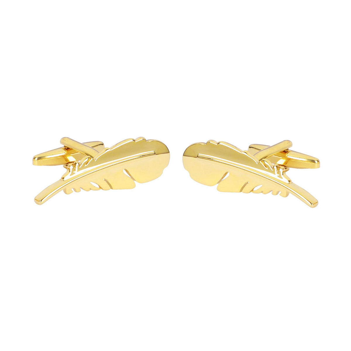 Feather Gold Cufflinks In Box