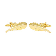 Feather Gold Cufflinks In Box