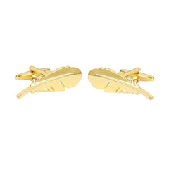 Feather Gold Cufflinks In Box