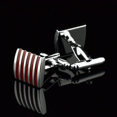 Rectangle Red Stripes Cufflinks In Box