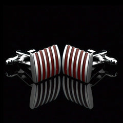 Rectangle Red Stripes Cufflinks In Box