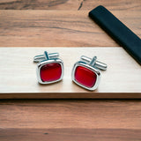 Red Crystal Cufflinks In Box