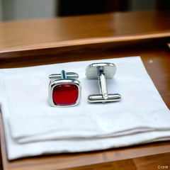 Red Crystal Cufflinks In Box