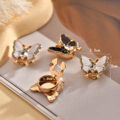 Butterfly Mother Of Pearl 18K Gold White Anti Tarnish Single Shirt Button Cover For Unisex