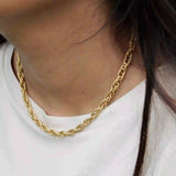 Cross Link 18K Gold Stainless Steel Anti Tarnish Necklace Chain For Women