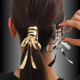 Ribbon 18K Gold Alloy Light Weight Hire Clip Accessories For Women