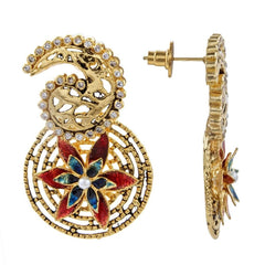 Filigree Gold Plated Meenakari American Diamond Earring For Women