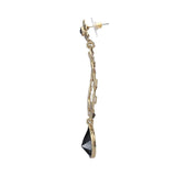 Flora Antique Gold Plated Black Drop Hanging Earring For Women