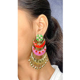 Designer Chaand Gold Plated Meenakari Dangling Earring For Women