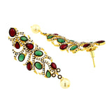 Victorian Ruby Red Emerald Green Gold Plated Dangling Earring Women