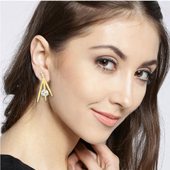 Trendy Contemporary 18K Gold Plated American Diamond Earring For Women