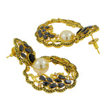 Antique Traditional 22K Gold Black Pearl Dangling Earring For Women