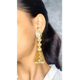 Designer Kundan Pearl 18K Gold Dangle Jhumki Earring For Girls Women