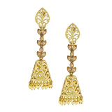 Designer Kundan Pearl 18K Gold Dangle Jhumki Earring For Girls Women