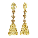 Designer Kundan Pearl 18K Gold Dangle Jhumki Earring For Girls Women