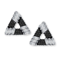 Triangle Aaa Crystal American Diamond Spinal Black Stud Earring